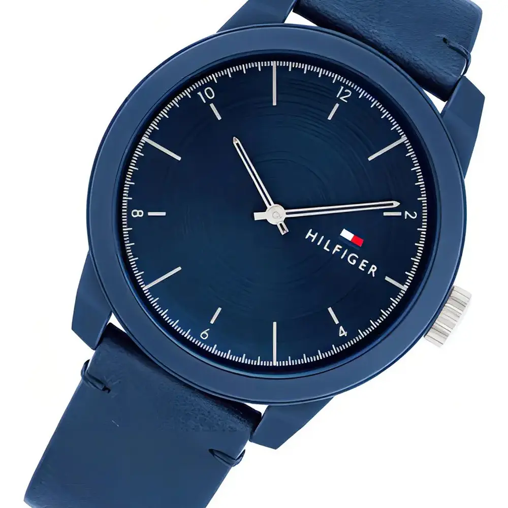Reloj Tommy Hilfiger Troy Código 1710543 para Hombre – Correa de Cuero Azul y Esfera Azul