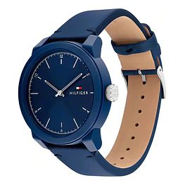 Reloj Tommy Hilfiger Troy Código 1710543 para Hombre – Correa de Cuero Azul y Esfera Azul