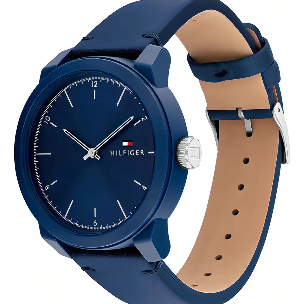 Reloj Tommy Hilfiger Troy Código 1710543 para Hombre – Correa de Cuero Azul y Esfera Azul