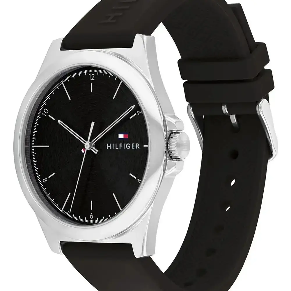 Reloj Tommy Hilfiger Norris Código 1710617 para Hombre – Correa de Silicona Negra y Caja de Acero Inoxidable