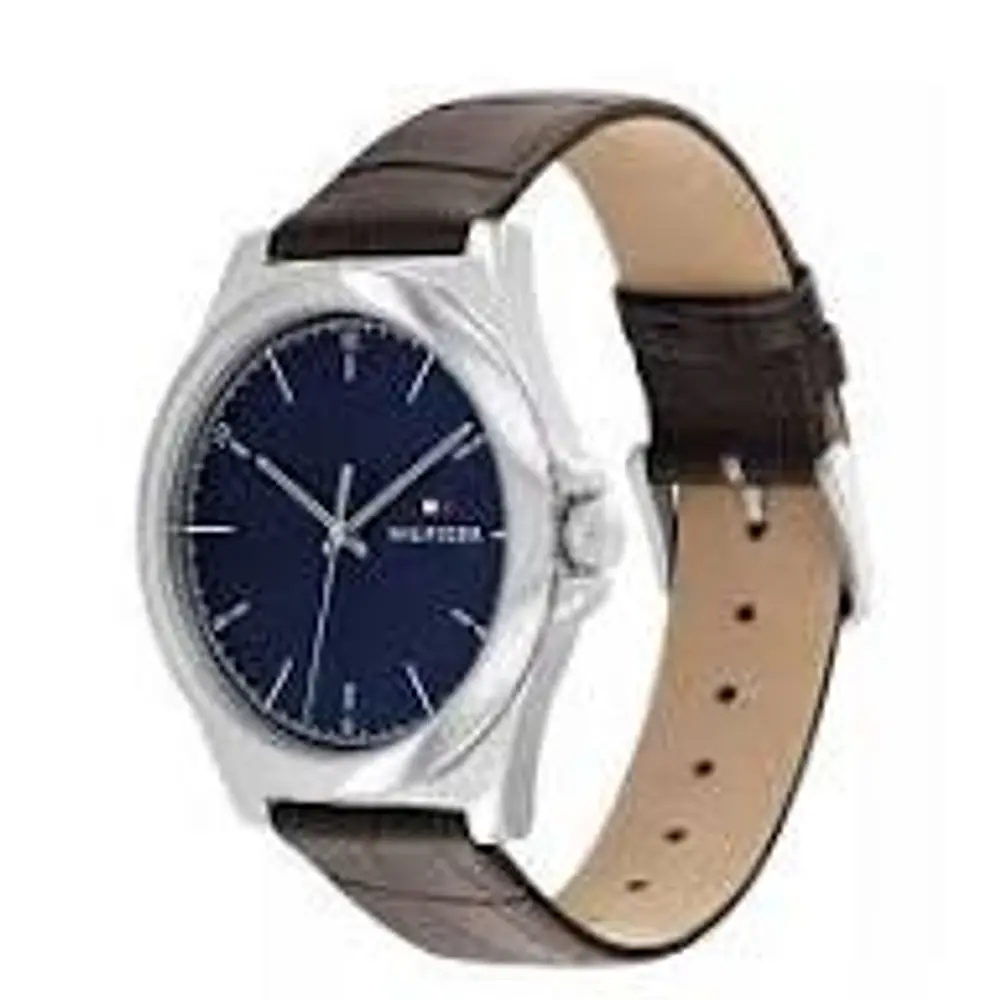 Reloj Tommy Hilfiger Norris Código 1710549 para Hombre – Correa de Cuero Café y Esfera Azul