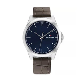 Reloj Tommy Hilfiger Norris Código 1710549 para Hombre – Correa de Cuero Café y Esfera Azul