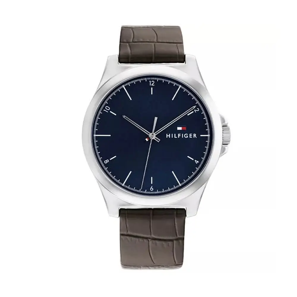 Reloj Tommy Hilfiger Norris Código 1710549 para Hombre – Correa de Cuero Café y Esfera Azul