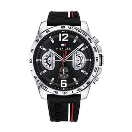 Reloj Tommy Hilfiger Decker Código 1791473 para Hombre – Correa de Silicona Negra y Esfera Negra
