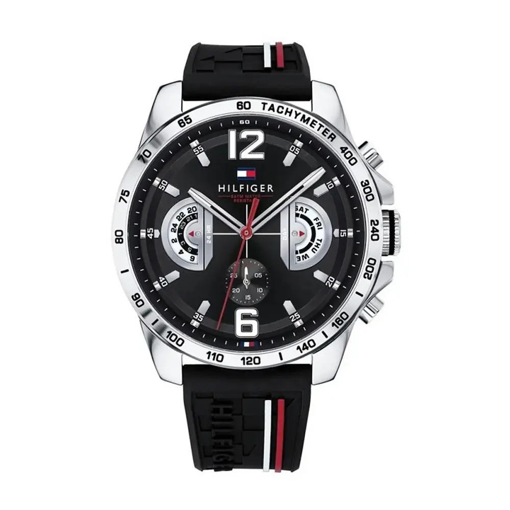 Reloj Tommy Hilfiger Decker Código 1791473 para Hombre – Correa de Silicona Negra y Esfera Negra