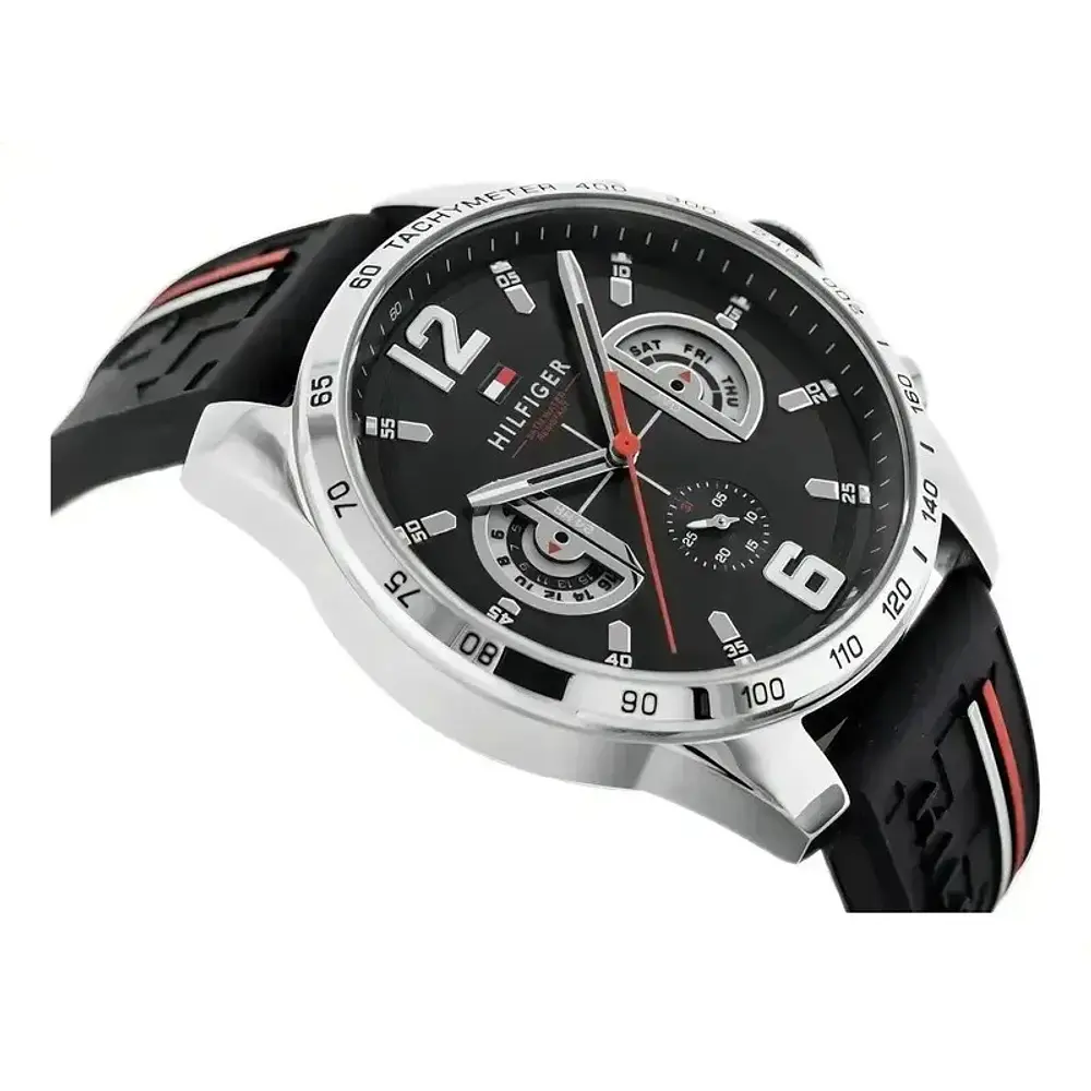 Reloj Tommy Hilfiger Decker Código 1791473 para Hombre – Correa de Silicona Negra y Esfera Negra