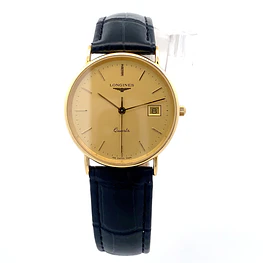 Reloj Longines Presence para Hombre – Cuarzo en Oro 750 con Correa de Cuero y Cristal Zafiro