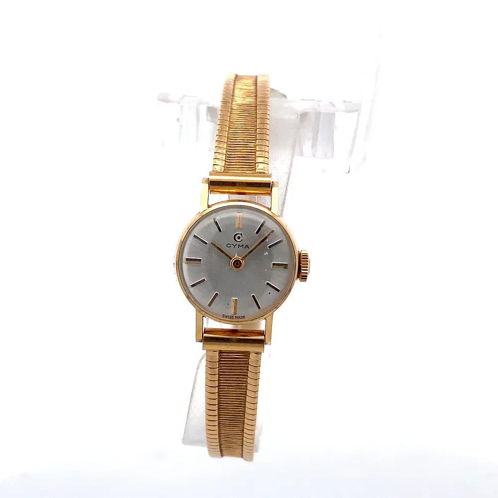Reloj Cyma Vintage para Mujer – Mecánico en Oro 750 con Pulso de Oro y Cristal Plexiglas