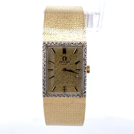 Reloj Omega Vintage Unisex – Mecánico en Oro 14K con Pulso de Oro y Bisel con Diamantes