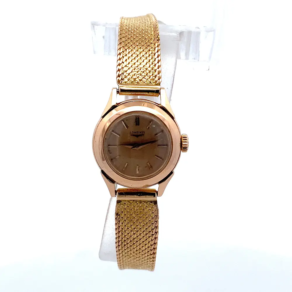 Reloj Longines Vintage para Mujer – Mecánico en Oro 750 con Pulso de Oro y Cristal Plexiglas