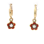 Aros de Oro 18K Flor Pintada con Gancho Catalán 