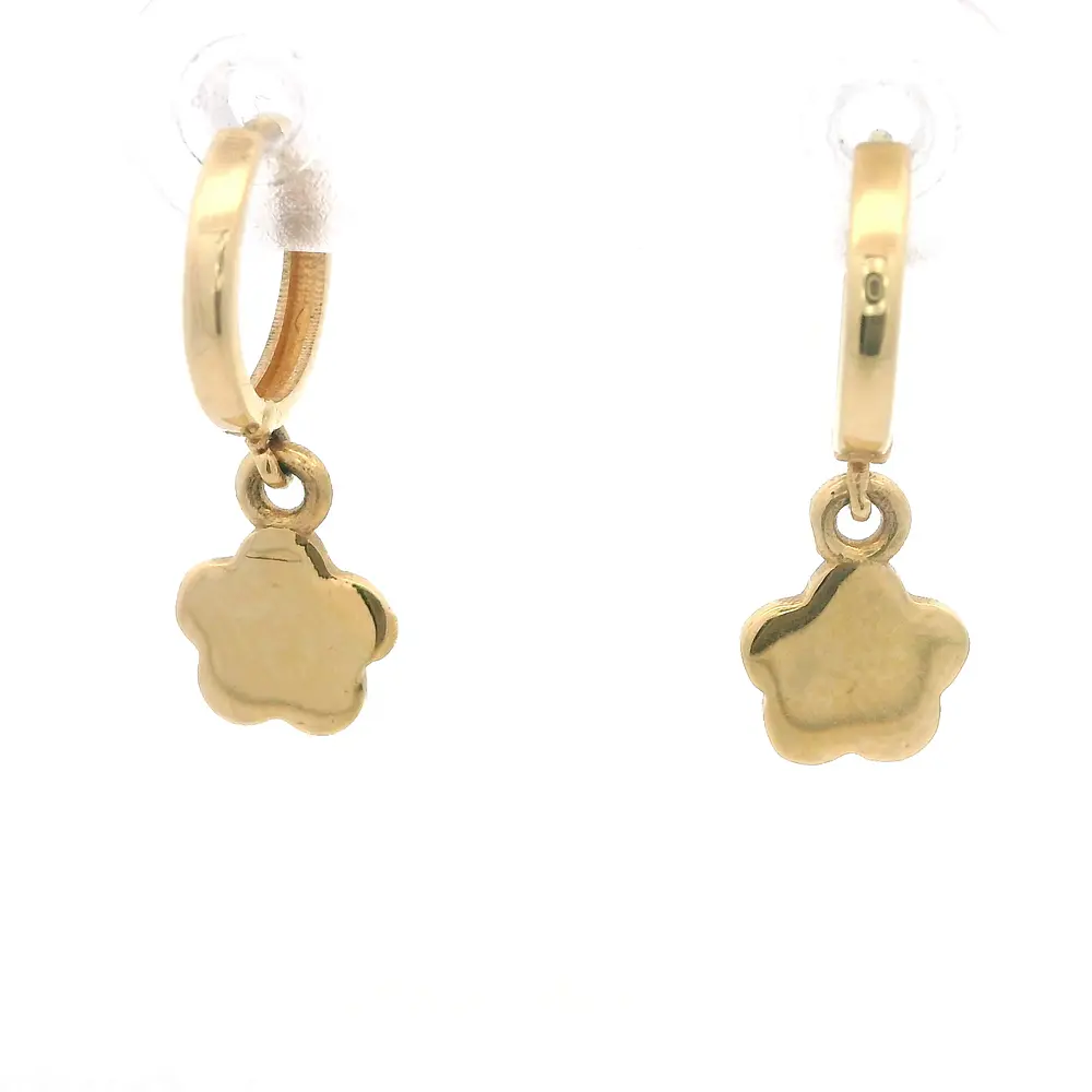Aros de Oro 18K Flor Pintada con Gancho Catalán 