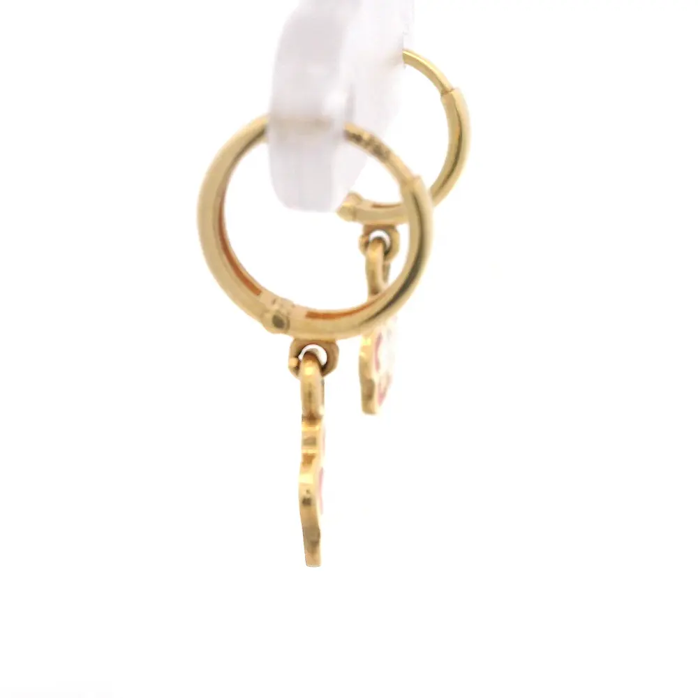 Aros de Oro 18K Flor Pintada con Gancho Catalán 