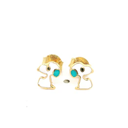 Aros de Oro 18K Figura Perro Pintada