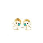 Aros de Oro 18K Figura Perro Pintada
