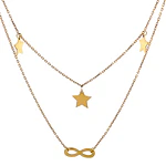 Cadena de Oro 18K Limada con Colgantes Estrellas, Infinito y Punto de Luz