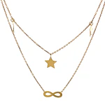 Cadena de Oro 18K Limada con Colgantes Estrellas, Infinito y Punto de Luz