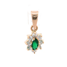 Colgante Lady Di de Oro Amarillo 18K con Piedra Verde
