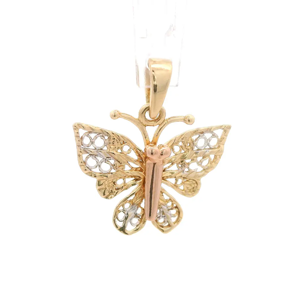 Colgante Mariposa Calada de Dos Oros 18K