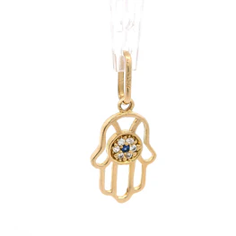 Colgante Mano de Fátima Calada de Oro Amarillo 18K
