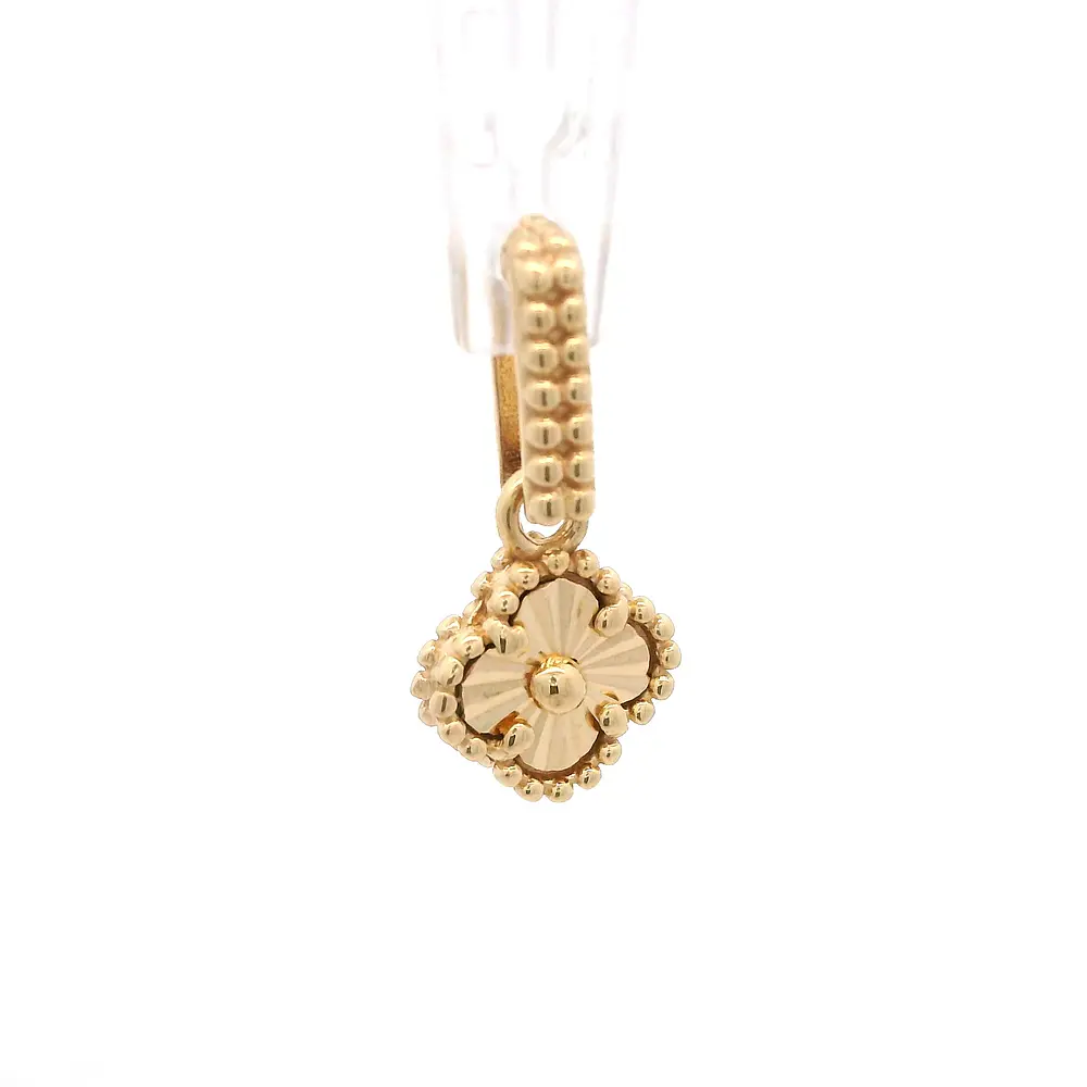 Colgante Flor Trébol Diamantada de Oro Amarillo 18K