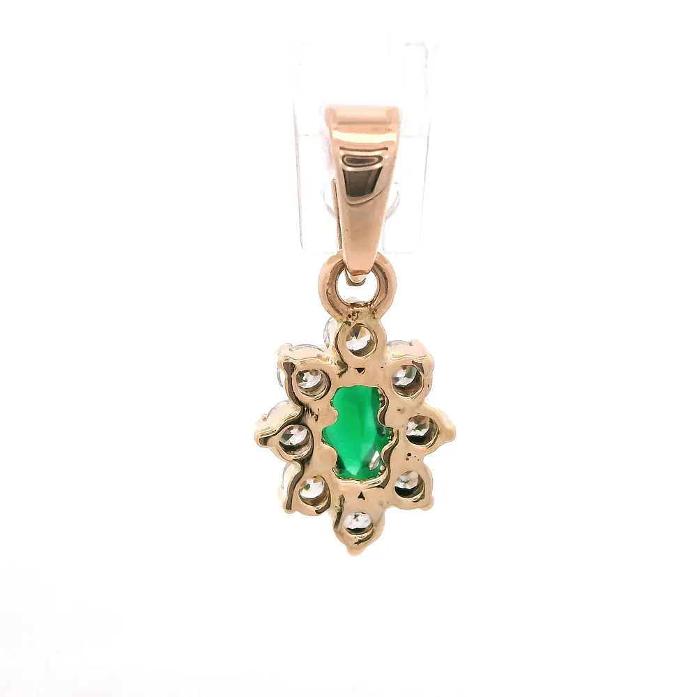 Colgante Lady Di de Oro Amarillo 18K con Piedra Verde