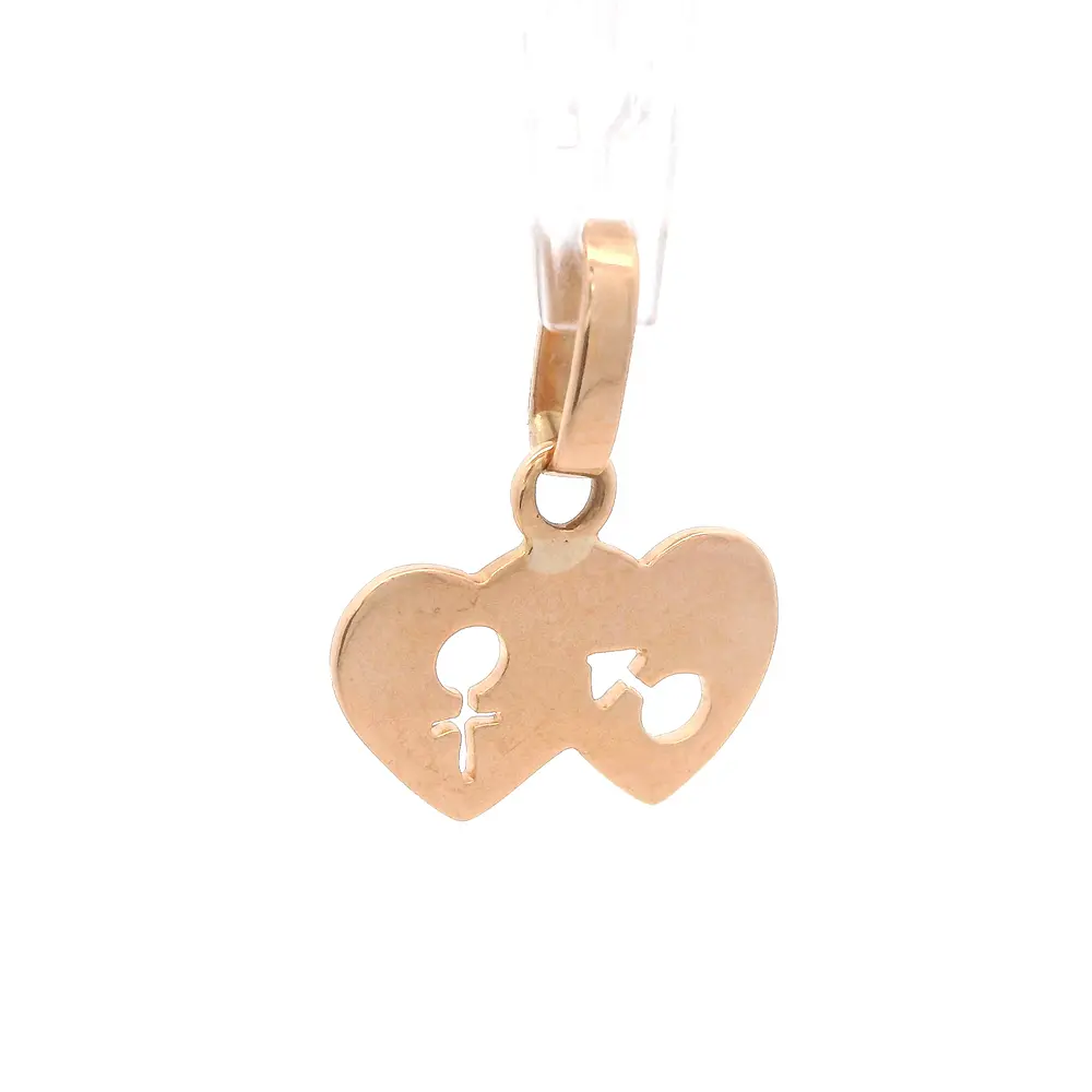 Colgante Corazones Calados Hombre y Mujer Oro Amarillo 18K