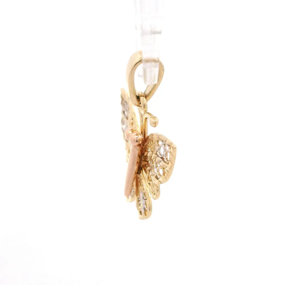 Colgante Mariposa Calada de Dos Oros 18K