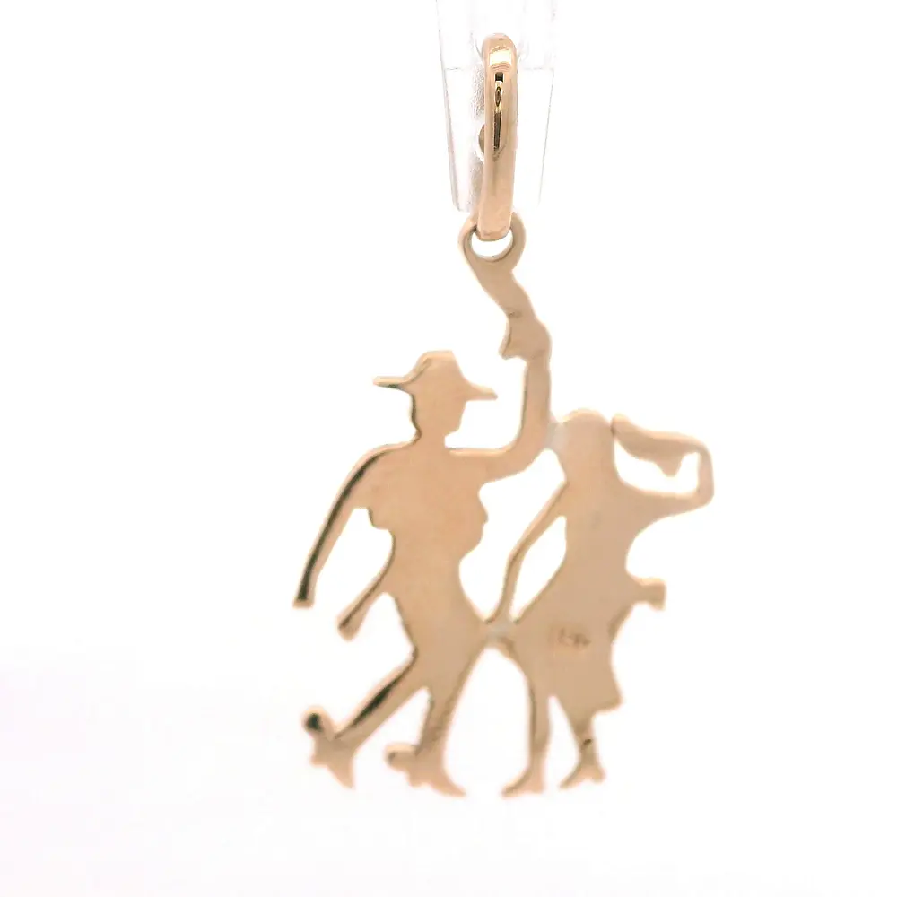 Colgante Pareja de Huasos Bailando de Oro Amarillo 18K