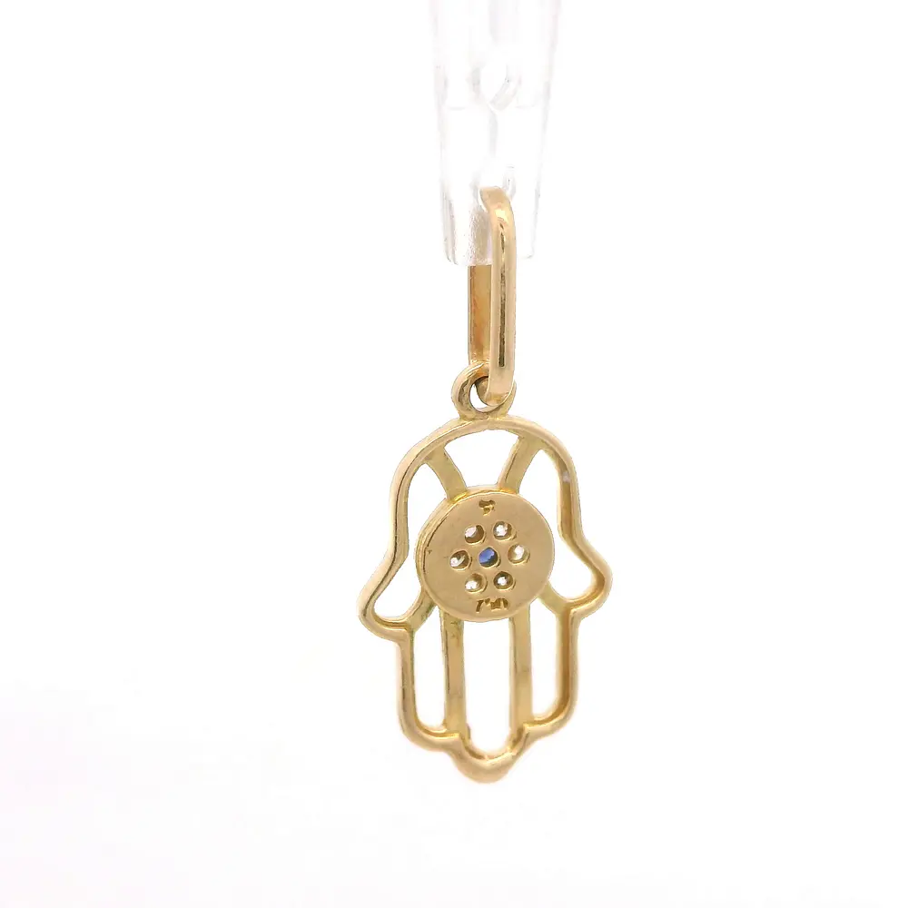 Colgante Mano de Fátima Calada de Oro Amarillo 18K