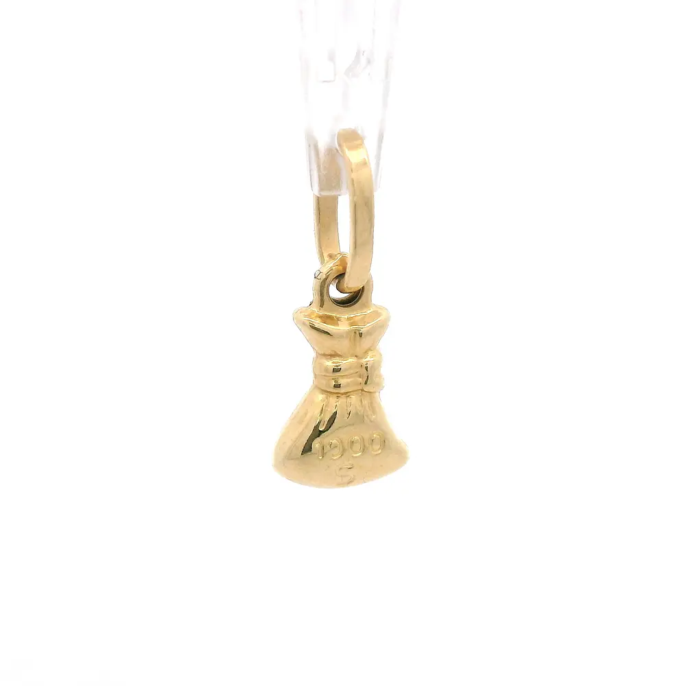 Colgante Bolsa con Signo de Dólar de Oro Amarillo 18K