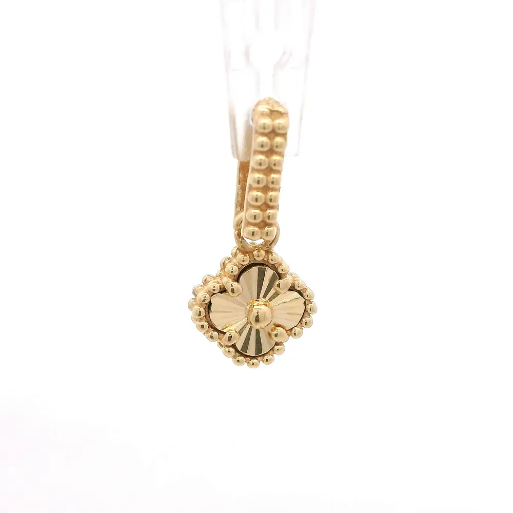 Colgante Flor Trébol Diamantada de Oro Amarillo 18K