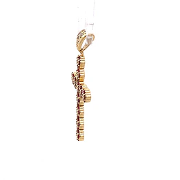 Colgante Cruz de Flores de Oro Amarillo 18K