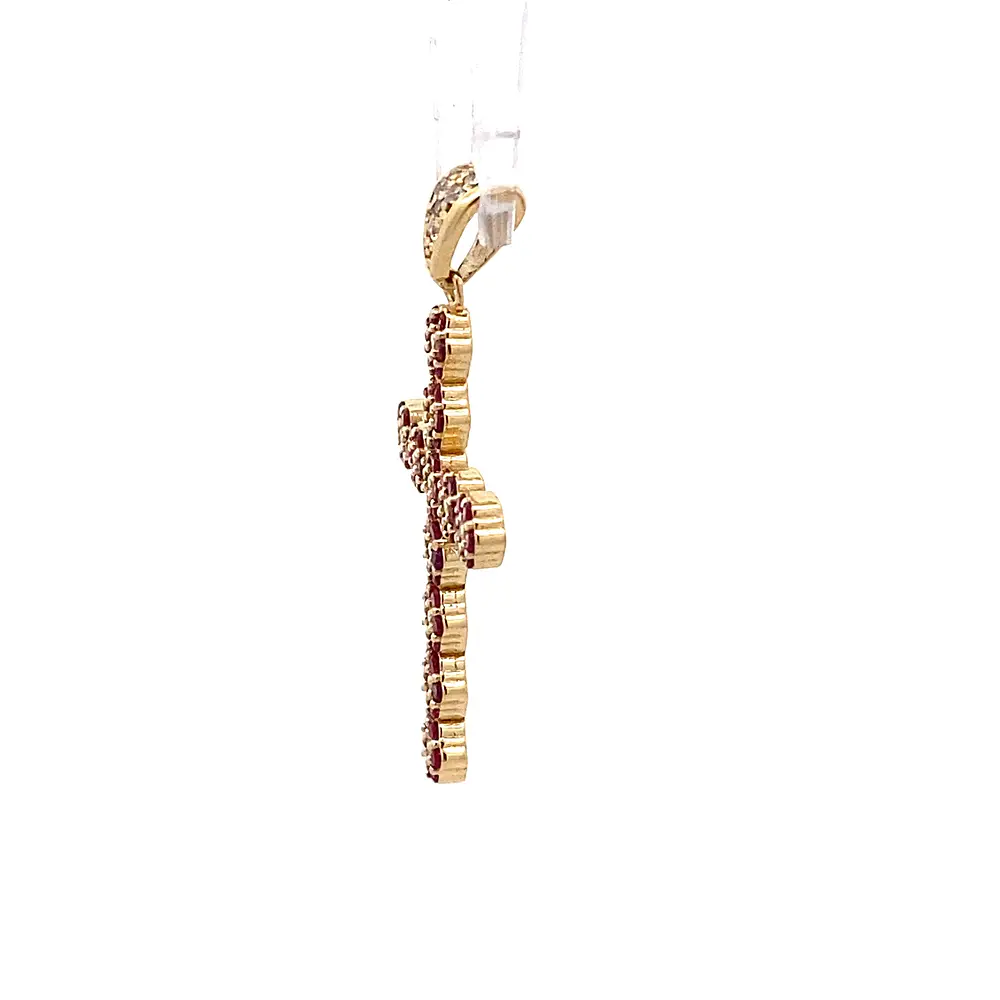Colgante Cruz de Flores de Oro Amarillo 18K