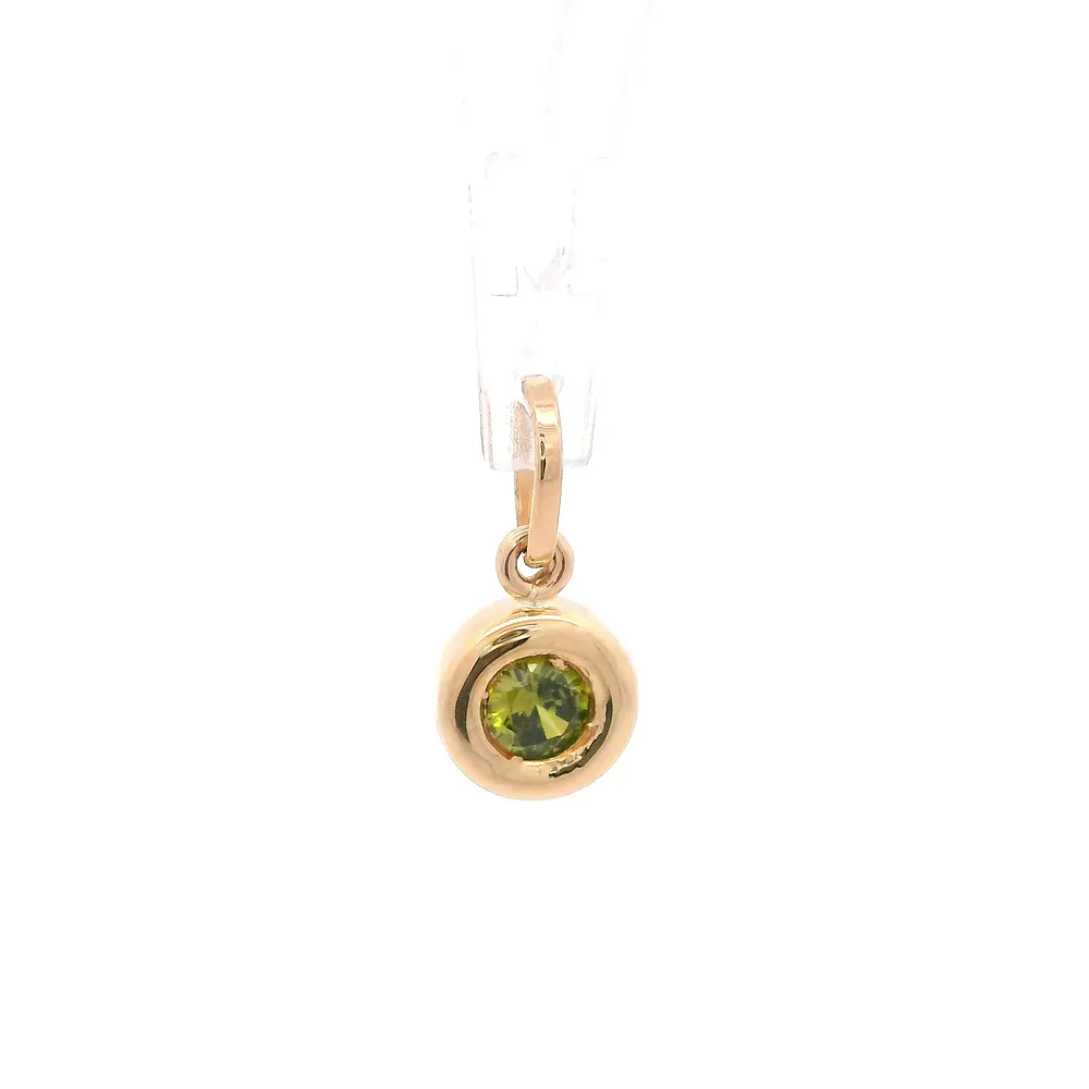 Colgante Punto de Luz de Oro Amarillo 18K con Piedra Verde