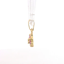 Colgante Rosette de Oro Amarillo 18K con Piedras Rosadas