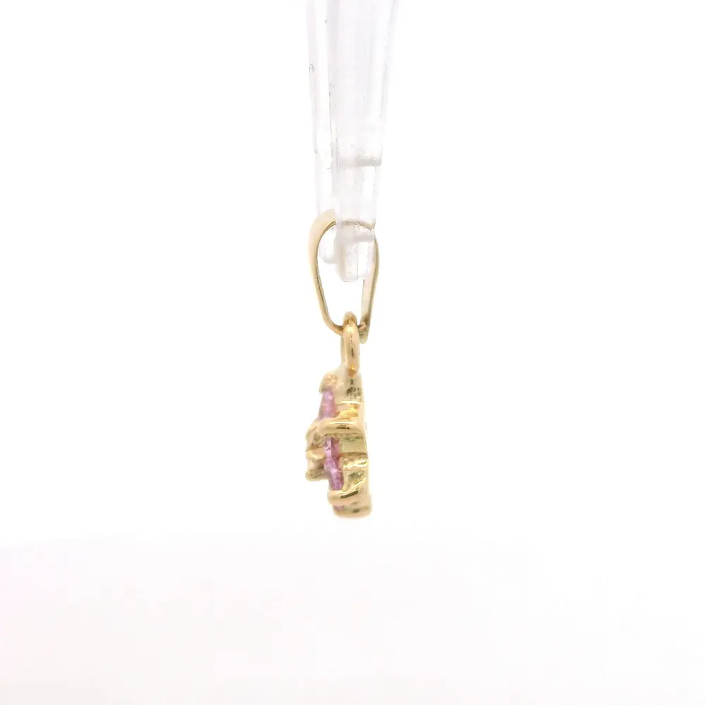 Colgante Rosette de Oro Amarillo 18K con Piedras Rosadas