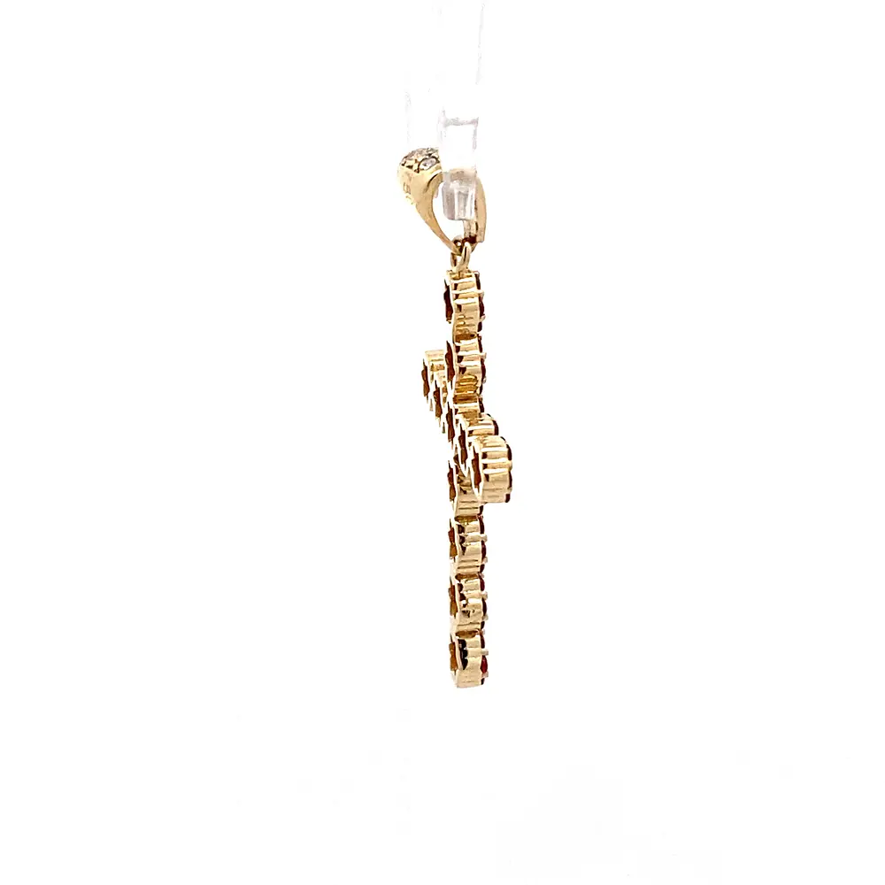 Colgante Cruz de Flores de Oro Amarillo 18K