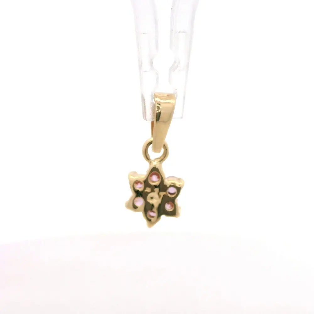 Colgante Rosette de Oro Amarillo 18K con Piedras Rosadas
