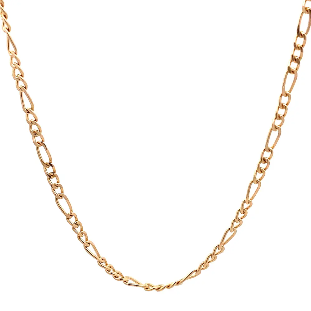 Cadena Fígaro 3x1 Tubular de Oro Rosado 18K – 55 cm