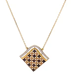 Cadena de Oro Amarillo 18K con Dije Rombo Multicolor