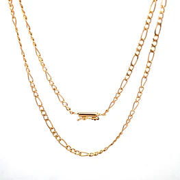 Cadena Fígaro 3x1 Tubular de Oro Rosado 18K – 55 cm