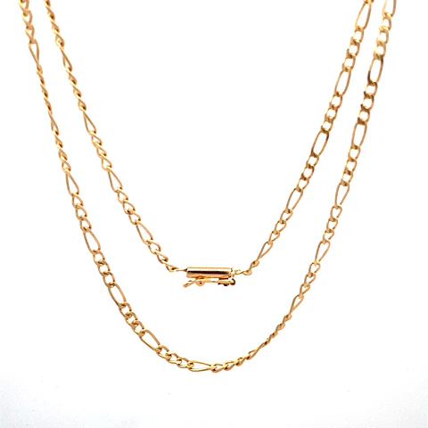 Cadena Fígaro 3x1 Tubular de Oro Rosado 18K – 55 cm