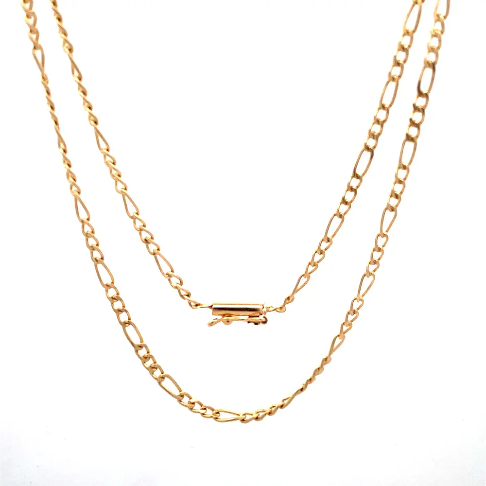 Cadena Fígaro 3x1 Tubular de Oro Rosado 18K – 55 cm