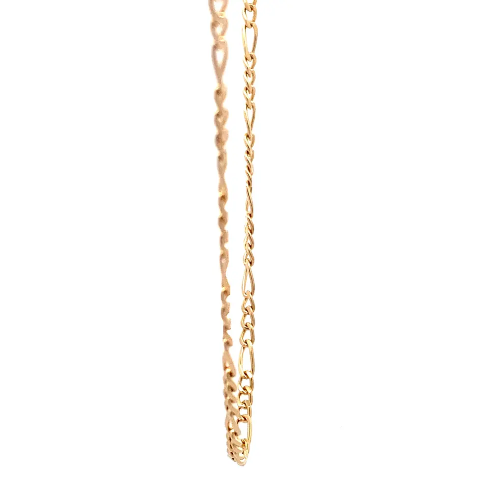Cadena Fígaro 3x1 Tubular de Oro Rosado 18K – 55 cm