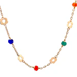 Cadena Limada de Oro Amarillo 18K con Dije Flores Multicolor
