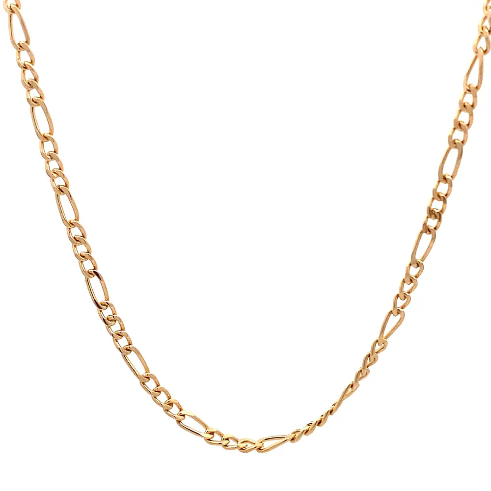 Cadena Fígaro 3x1 Tubular de Oro Rosado 18K – 55 cm