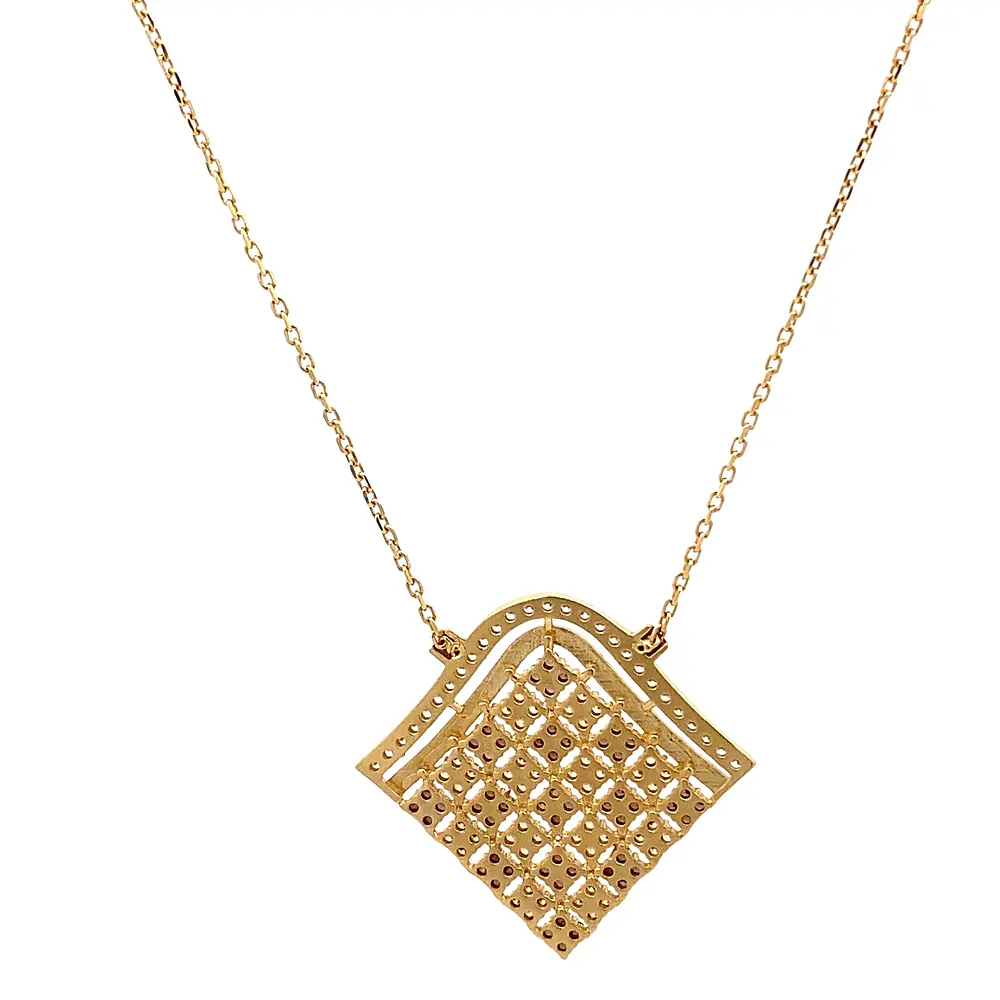 Cadena de Oro Amarillo 18K con Dije Rombo Multicolor