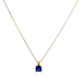 Cadena Limada de Oro Amarillo 18K con Dije Chatón Azul