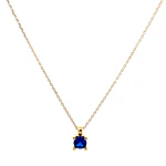 Cadena Limada de Oro Amarillo 18K con Dije Chatón Azul